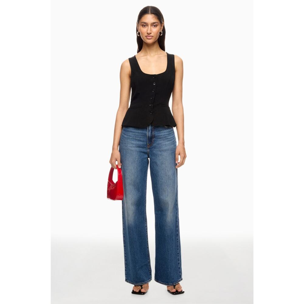 Levi's Premium Faded Dark Rinse Ribcage Ultra High Rise Wide Leg Jeans Size 28